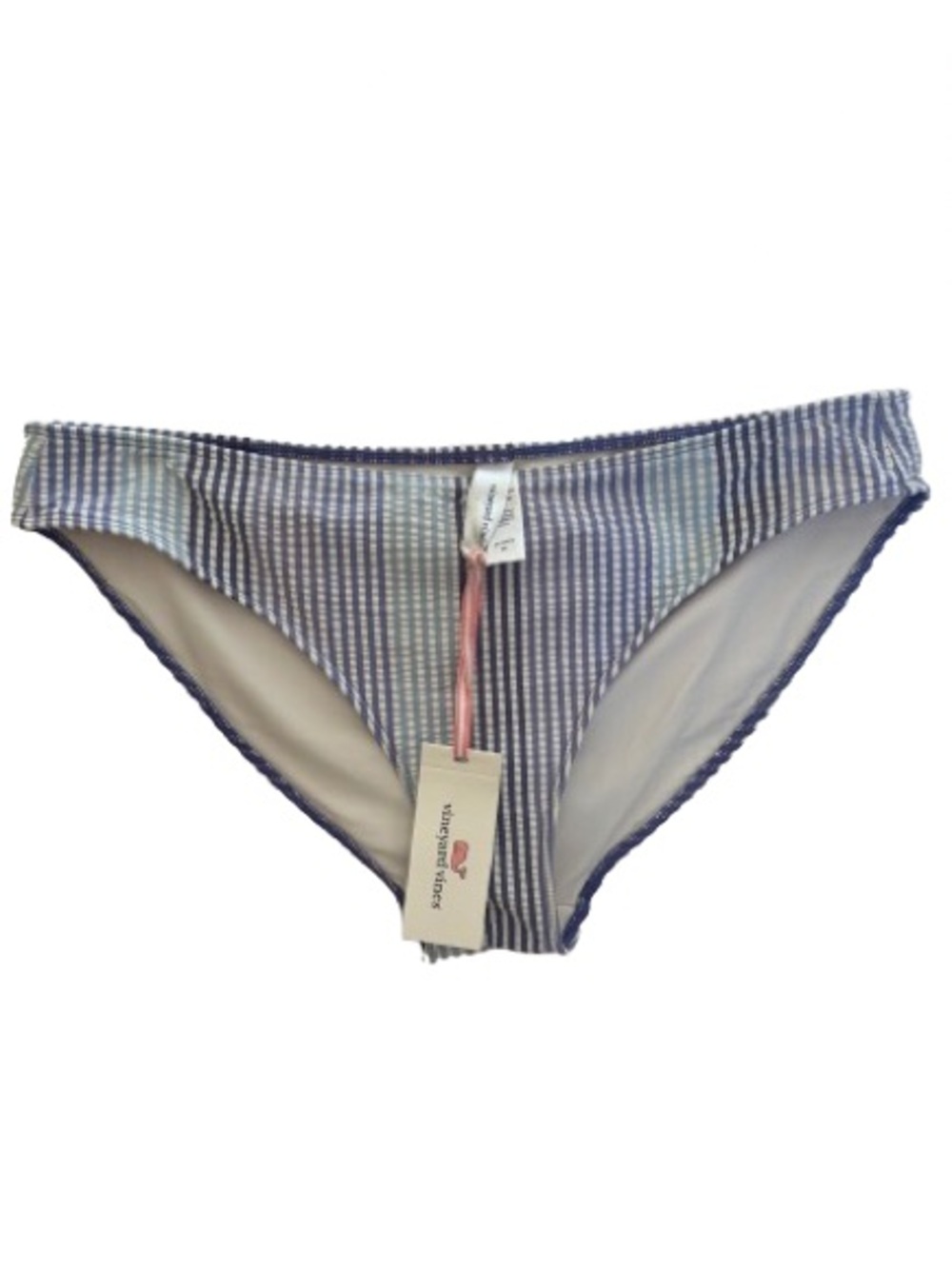 Vineyard Vines Ocean Reef Seersucker Blue & White Frost Bikini Bottom Size M